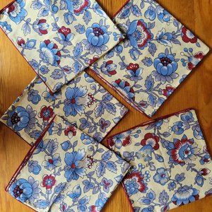 Blue Floral Napkins, Set of 5, Not Used